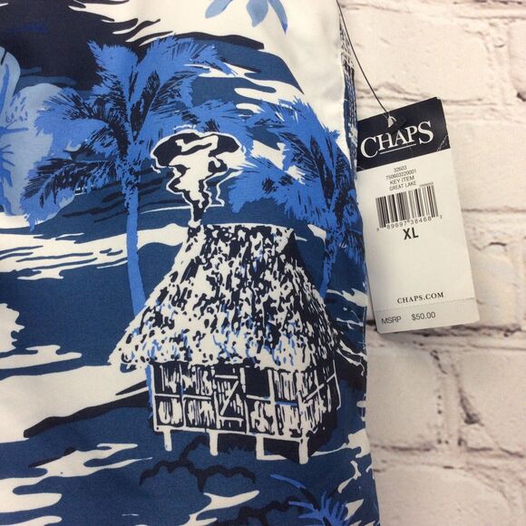 Chaps Swim Trunks Men’s Sz XL Blue Great Lake Print Brief Lined Pockets NWT $50 - Picture 4 of 9